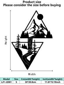 1 pieza Montaña de metal - Decoración de escena, que muestra la belleza de la naturaleza, perfecta para la pared de la sala de estar, la decoración de la cabaña, la esquina del jardín y el espacio de la oficina