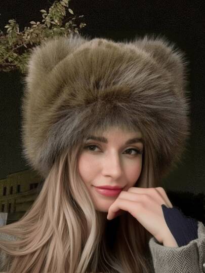 1 peça novo chapéu mongol grosso quente diário com estampa de leopardo outono e inverno fofo proteção anti-frio chapéu de balde chapéu de pelúcia versátil chapéu de princesa chapéu de proteção auricular chapéu de imitação de pele de raposa acessórios de inverno quente