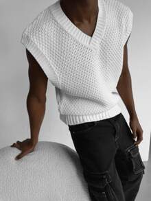 Maglia smanicata casual e ampia, traspirante e confortevole, colore unito minimalista, adatta per primavera, autunno e inverno, moda di strada unisex