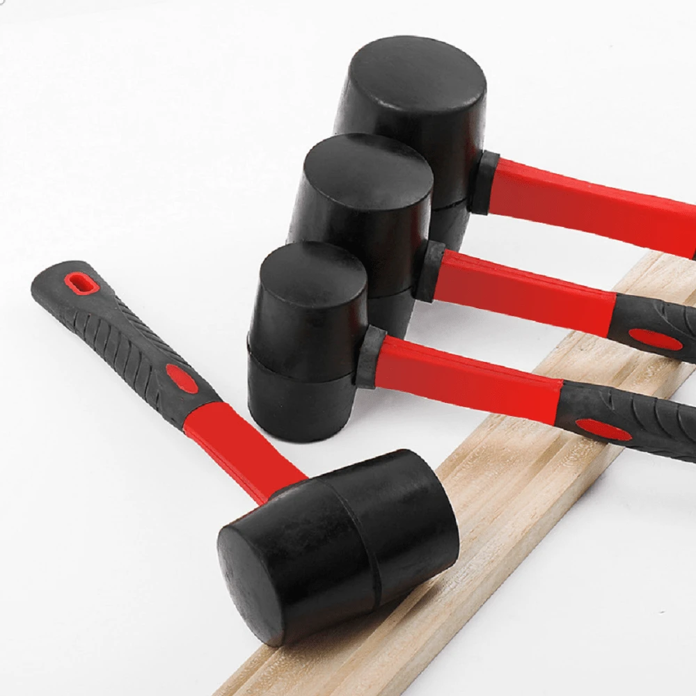4 - Size Set Elastic Rubber Mallets With Soft Gel Round Tips | Dual - Color Fiber Handles For Comfortable Grip | Ideal For DIY Enthusiasts, Craftsmen & Home Repairs | Perfect For Carpentry, Tile Work, And More