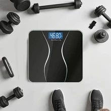Wireless Digital Bathroom Scale/Body Weight Scale, Tempered Glass Panel, With LCD Display, Lb/Kg Dual Unit Switch, Powered By 2 AAA Batteries (Not Included), Accurate Measurement For Adults, Modern Design, Suitable As Holiday Gift, Christmas Gift Or Summer Essential