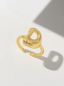 可爱泡泡26字母戒指，女士气球镀金锆石A-Z字母开口可调节戒指，优雅婚礼珠宝礼物 - 金色 - 查看 21