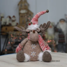 Christmas Pink Fabric Sitting Figurine, Holiday Small Gift, Decorative Doll Ornament