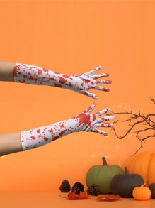 1 套血迹万圣节围裙 + 手套，个性化围裙和手套，适合万圣节和化妆派对 - 彩色 - 查看 11