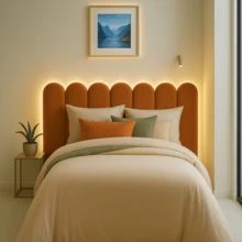Upholstered Cloud Headboard Kit For Box Spring Bed | Single, Queen, And King – 45x20 Cm - Terracotta - View 1