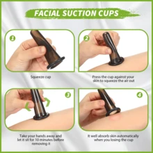 6件套黑色硅胶拔罐器套装，家用面部提拉硅胶真空吸力按摩拔罐器套装，面部美容拔罐仪，家用按摩工具。专业沙龙护理套装，适用于面部、背部、身体、脸颊和额头。压力式吸力，易于使用且经久耐用。紧致提拉面部。送给父母和女性朋友的完美按摩套装。 - 彩色 - 查看 8