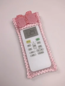 1件装遥控器罩布艺遥控器罩蝴蝶结保护套电视空调遥控器罩防尘罩 - 粉色 - 查看 1
