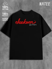 Jackson Guitars Premium Cotton T-Shirt - 180g Fabric Weight Suitable For Campus Wear, Party Gathering, Daily Wear, A Good Choice Loose Round Neck Short Sleeve T-Shirt - Black - View 1
