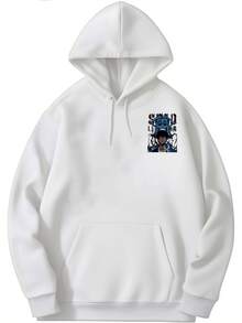 Men's Graphic Hoodie DoubleSided Print, Premium Cotton, Cool Anime Design, Comfortable Fit, Long Sleeve Pullover Sweatshirt, Streetwear Fashion, Unique Gift Idea For Him. - 白色 - 查看 4