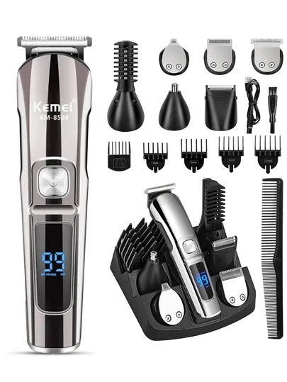 Kemei KM-8508 Multifunctional Men's Hair Clipper And Beard Trimmer - Electric Shaver, Wireless Haircutting And Trimming Kit, Waterproof Men's Travel Grooming Tool, Suitable For Eyelashes, Nose, Face, And Beard Trimming, Ideal As A Gift For Men, Husbands, And Fathers