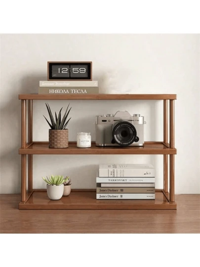 1pc桌面多层收纳架大学生简易书架桌面摆放架子木质架子储物架桌上小层架