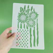 Patriotic American Flag DIY Stencils Set - We The People, Deer, 1776, Cow, Bear, Truck, Sunflower - Reusable Plastic Painting Templates For Wood Canvas Wall Fabric Decor