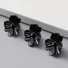 2pcs 3D Yellow Diamond Black Flower Shaped Modern Creative Furniture Decorative Single Hole Cabinet Handles - Yellow Diamond Black Flower - View 3