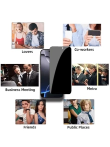 6pcs Privacy Screen Protector, Compatible With IPhone 17/16/15 Pro Max/14 Plus, Made Of Tempered Glass, Compatible With IPhone 13/11 Pro/X/XS Max/12 Mini/XR/6/7/8 Plus/SE2/SE3, Anti-Peeping - Black - View 6