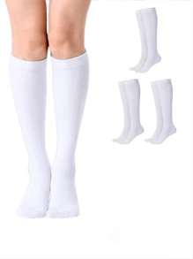 1/2/3/4 Pairs Of Women's Black And White Knee Long Socks, Outdoor Sports Socks, Casual Long Socks, Suitable For Outdoor Sports/Everyday Wear
