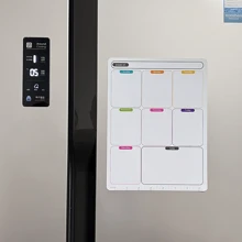 可擦除每周计划本，可擦拭磁性冰箱贴，带可擦除红蓝黑色水彩笔，热擦除白板 - 可重复使用的厨房和餐厅备忘板磁性公告板冰箱贴贴纸白板用于书写提醒每周计划备忘录日历，学校家庭厨房和办公室装饰，日常生活用品完美的返校季礼物