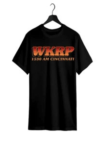 [Vintage Graphic T-Shirt] WKRP 1530 AM CINCY Vintage Graphic 100% Cotton Men's And Women's T-Shirt Black, Youngsters School Clothes, - Black - View 1