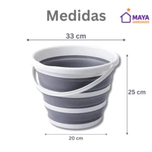 10 Liter Premium Retractable Bucket With Foldable Silicone Handle And Gray Handle For Multipurpose Cleaning Water - Gris - Ver 8