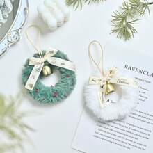 Plush Christmas Wreath Decoration, Hang On Window, Door, Car, Scene Layout, Classic Christmas Bell & Bow Wreath Home Decor Christmas Decorations Room Decor Winter