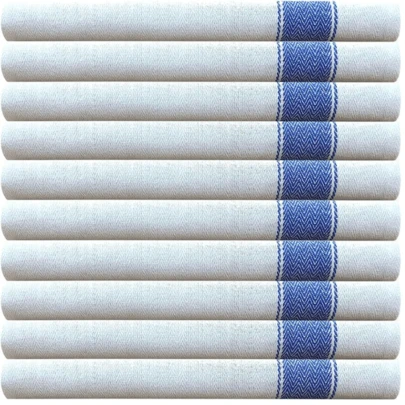10 Pack Cotton Catering Kitchen Cloth Blue Stripe Tea Towels Restaurant Bar Glass Cloths Washable Reusable Water Absorbent Long-Lasting Cleaning Set Hand