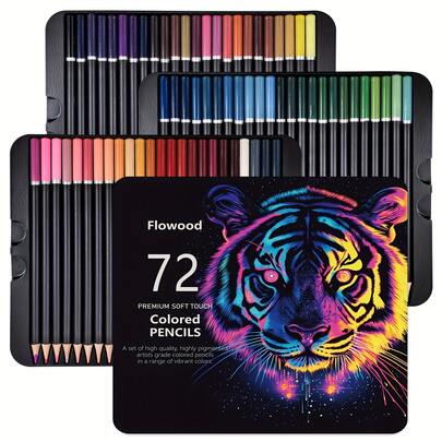 72 Oil Colored Pencils Set - Numbered Coloring Pencils In Metal Case - Art Supplies Colored Pencils Back To School