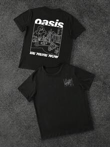 Men's DoubleSided Tee Retro Black And White Town Scene Graphic Print TShirt,Cool Casual Style For Men,Comfy Everyday Wear Top