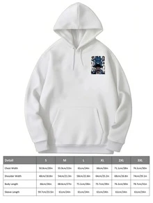 Men's Graphic Hoodie DoubleSided Print, Premium Cotton, Cool Anime Design, Comfortable Fit, Long Sleeve Pullover Sweatshirt, Streetwear Fashion, Unique Gift Idea For Him. - 白色 - 查看 6