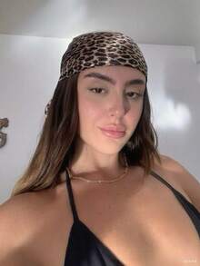 1pc Women's Fashionable Vintage Leopard Print Headscarf, Casual & Versatile, Soft & Skin-Friendly Bandana, Suitable For All Seasons