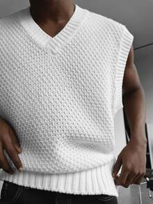 Maglia smanicata casual e ampia, traspirante e confortevole, colore unito minimalista, adatta per primavera, autunno e inverno, moda di strada unisex