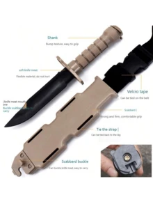 1:1 逼真 M9 刺刀复制品，塑料软凝胶安全训练刀，军事收藏品，户外 CS 装备，角色扮演玩具（设计） - 彩色 - 查看 6