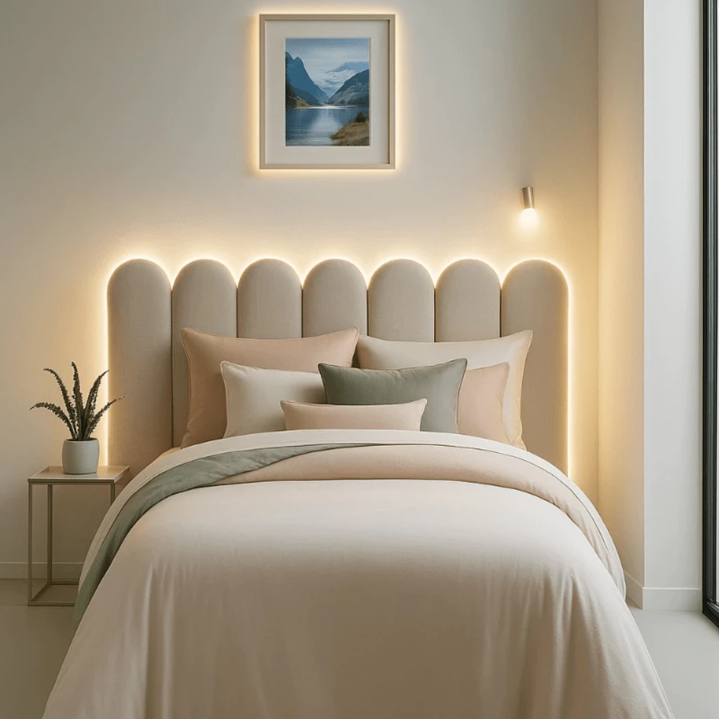 Upholstered Cloud Headboard Kit For Box Spring Bed | Single, Queen, And King – 45x20 Cm - 深米色 - 查看 1