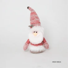 Christmas Pink Fabric Sitting Figurine, Holiday Small Gift, Decorative Doll Ornament