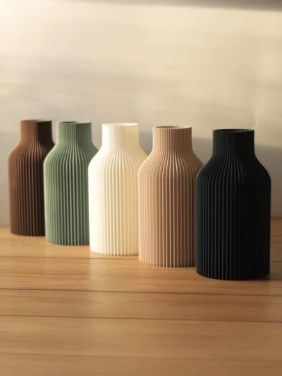 1pc Unique Fluffy Pampas Grass Striped Ceramic Look Plastic Vase Modern Minimalist Beige Tall Cylinder Table Centerpiece Room Decoration Decorative Vase For Living Room Wedding Party Home Decor Flower Vase Glass Vase