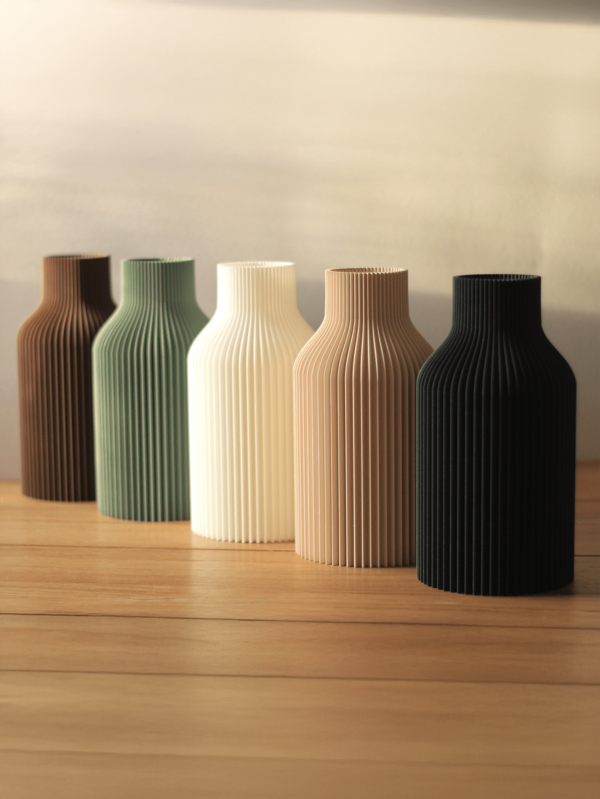 1pc Unique Fluffy Pampas Grass Striped Ceramic Look Plastic Vase Modern Minimalist Beige Tall Cylinder Table Centerpiece Room Decoration Decorative Vase For Living Room Wedding Party Home Decor Flower Vase Glass Vase