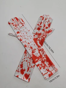 1 套血迹万圣节围裙 + 手套，个性化围裙和手套，适合万圣节和化妆派对 - 彩色 - 查看 4