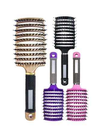 A Boar Bristle Hollowed-Out Large-Curved Comb For Smoothing And Styling Hair, Suitable For Both Men And Women, Is The Perfect Valentine's Day Gift. It Features A Scalp Massaging Function And Works For Both Dry And Wet Hair To Detangle And Smooth Hair Without Causing Knots. Compact And Portable, It Is Easy To Carry Around.