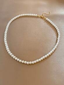 1pc Girl's Minimalist Versatile Faux Pearl Necklace, Fashion Elegant, Suitable For Daily Wear Or Mother's Day Gift - Multicolor - View 1