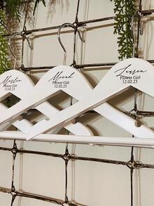 Customized Text/Logo Children's Wooden Clothes Hanger, Non-Slip, No Trace Drying Rack, Baby Clothes Hanger, Household Clothes Storage, Infant Suit Hanger, Personalized Baptism Dress Hanger, Wedding Photography Prop, Boy/Girl Baptism Gift - White - View 3