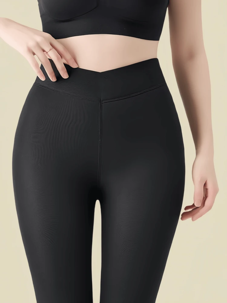 1 Pair Women's 300g/200g/80g Warm Black/Brown Thermal Tights/Leggings, Wave Dot, Heart, Bow, Leopard Print Pattern, Thick Fleece Lining, Skin-Tone Base, Sexy High Elasticity Slim Fit Pants, Soft And Smooth, Fashionable Leg Lengthening, Suitable For Fashion Enthusiasts, Young Ladies, Teenagers, -10-15°C, Suitable For Spring/Autumn/Winter, Suitable For Parties, Disco, Festivals, Sports, Casual, Business And Other Daily Wear - Black - View 9