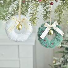 Plush Christmas Wreath Decoration, Hang On Window, Door, Car, Scene Layout, Classic Christmas Bell & Bow Wreath Home Decor Christmas Decorations Room Decor Winter