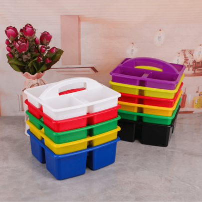 1/2/3/4/6 حبة سلة تخزين متعددة الأقسام، تصميم مقسم ملون مع مقبض محمول، منظم متعدد الاستخدامات لوازم المدرسة، مساعدات تعليمية للرياض، أدوات فنية، مستلزمات الحمام، ألعاب، سلع منزلية، حل تخزين مكتبي مريح ومنظم للطلاب والمعلمين والعائلات