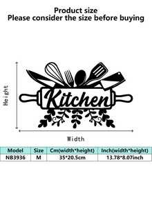 1 件现代艺术厨房用具金属墙面艺术装饰，金属壁挂适用于室内外、房间、客厅、浴室、厨房、办公室（黑色）、家居装饰、房间装饰、墙面装饰厨房装饰 - 彩色 - 查看 11