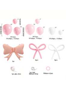 147pcs Pink&Black Bow Balloon Arch Kit, Coquette Girl Party Decorations, Light Pink Bow Balloons Birthday Party, Holiday Event, Wedding Engagement Decoration, Graduation Ceremony Decoration, Baby Shower, Christmas Decor, Halloween Costume - 粉色 - 查看 3