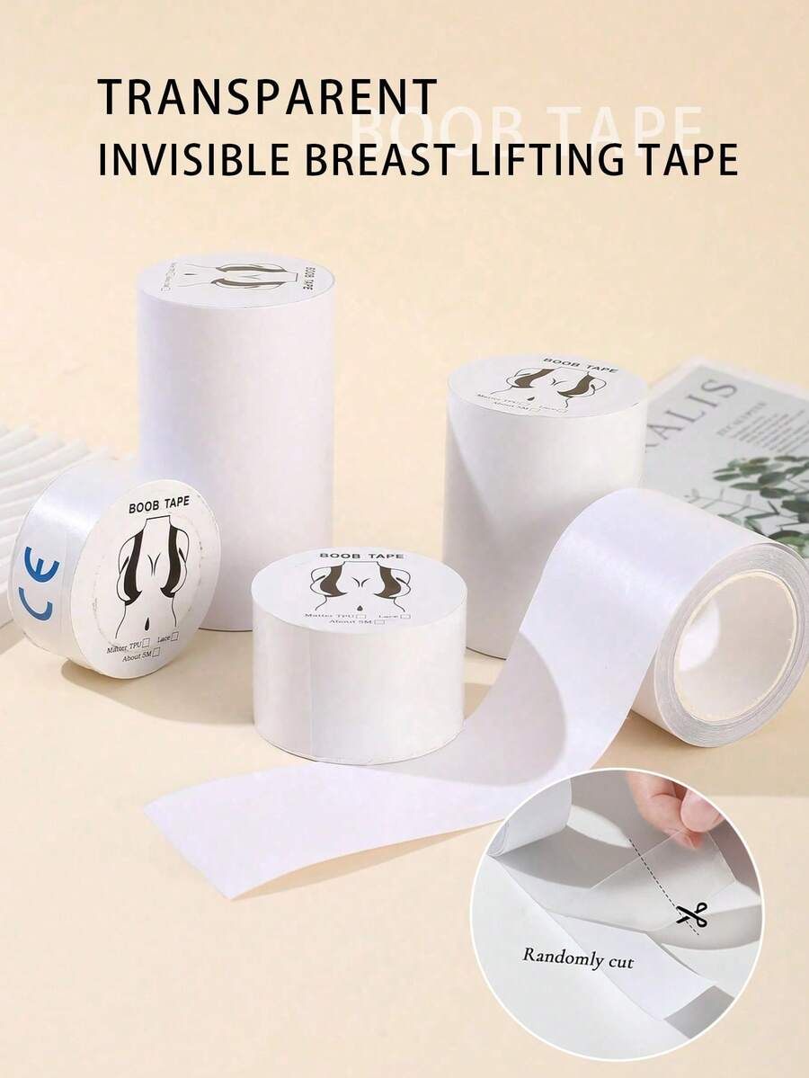 1 rolo Fita Adesiva para Seios Plus Size, Levanta e Firma os Seios, Capa para Mamilos Respirável, Fita Adesiva para Levantar Seios Grandes de Tamanho A-F!