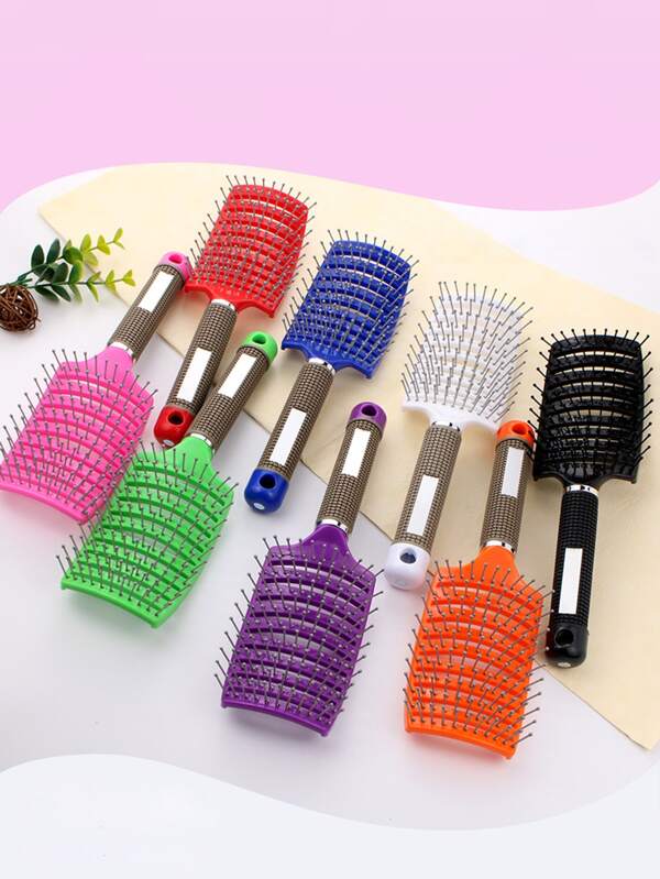 A Fluffy, Hollowed-Out Large-Curved Comb For Smoothing And Styling Hair, Suitable For Both Men And Women, Is The Perfect Valentine's Day Gift. It Features A Scalp Massaging Function And Works For Both Dry And Wet Hair To Detangle And Smooth Hair Without Causing Knots. Compact And Portable, It Is Easy To Carry Around., Home Beauty Women Accessory Gifts ,Hair Styling Tools