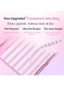 72簇下睫毛 预粘下睫毛 透明茎下睫毛 无需胶水 个人DIY不同长度的睫毛 自然柔软自粘睫毛 放大双眼下睫毛 女士和女孩的礼物 适合日常使用的睫毛延长 适合初学者的化妆工具 睫毛簇、睫毛簇、单根睫毛、睫毛、假睫毛