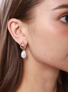 1 Paar ägyptische Ankh Kreuz Creolen für Frauen Männer, vergoldet Edelstahl Lebensschlüssel Ohrringe, ägyptisches Glücksamulett Schmuck