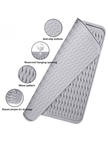 1Pc/2 Pcs Non-Slip Silicone Dish Drying Mats, Kitchen Countertop Drain Mats, Heat Resistant Silicone Mats (16" X 12", 12" X 6"), Suitable For Kitchen Countertops Or Sinks, Refrigerator Or Drawer Liners, Easy To Clean - Multicolor - View 3