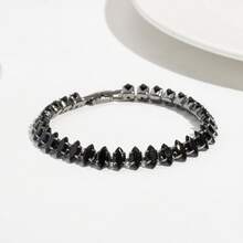 1PC Customizable Gemstone Dark Gothic Style Black Background Zirconia Necklace, Halloween Fashion High-Style Tennis Bracelet Hand Decoration