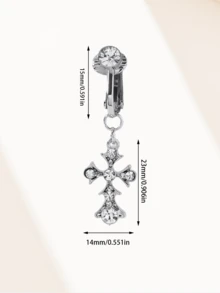 1 件哥特朋克风格十字形肚脐环，男女通用，适合日常佩戴、派对、音乐节、节日，方便搭配和佩戴，穿孔身体首饰